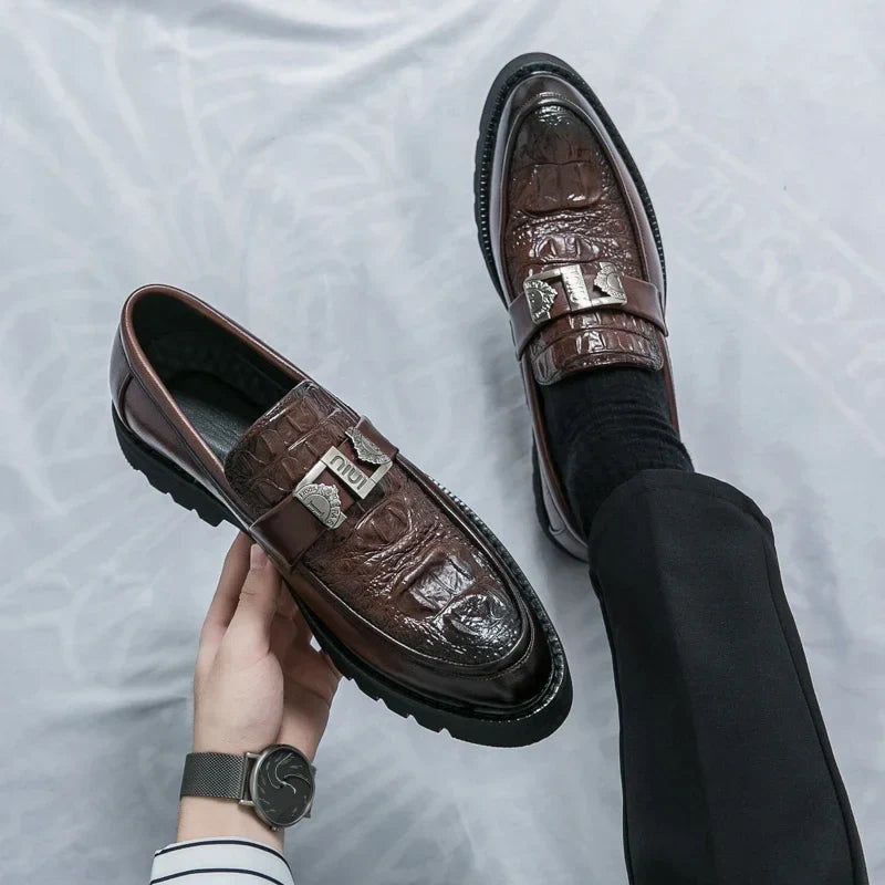 Mens Loafers Party Business Thick Soled Men Leather Shoes Dress Platform Shoes Comfortable Fashion New Casual Shoes for Men
