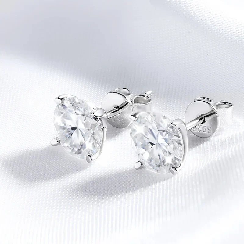 0.2-2CT Certified Moissanite Stud Earrings for Women 4 Claw Sparkling Wedding Party Jewelry Sterling Silver S925