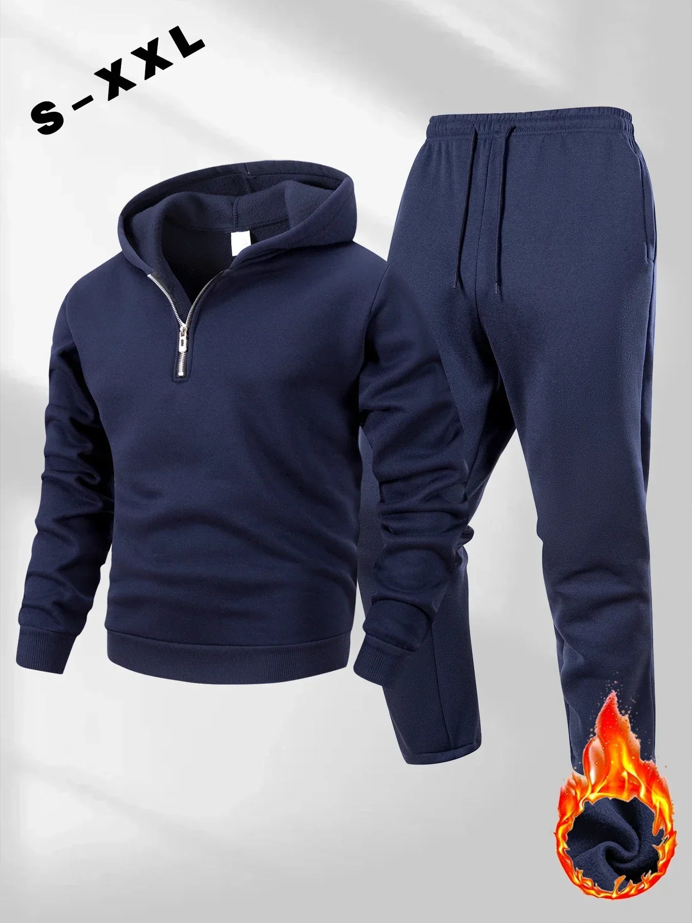 Men's Half Zipper Hoodie Pants Set Autumn Winter Solid Color Sweatshirt Pants Suit Fashion Casual Sports Set S-2XL Tracksuit