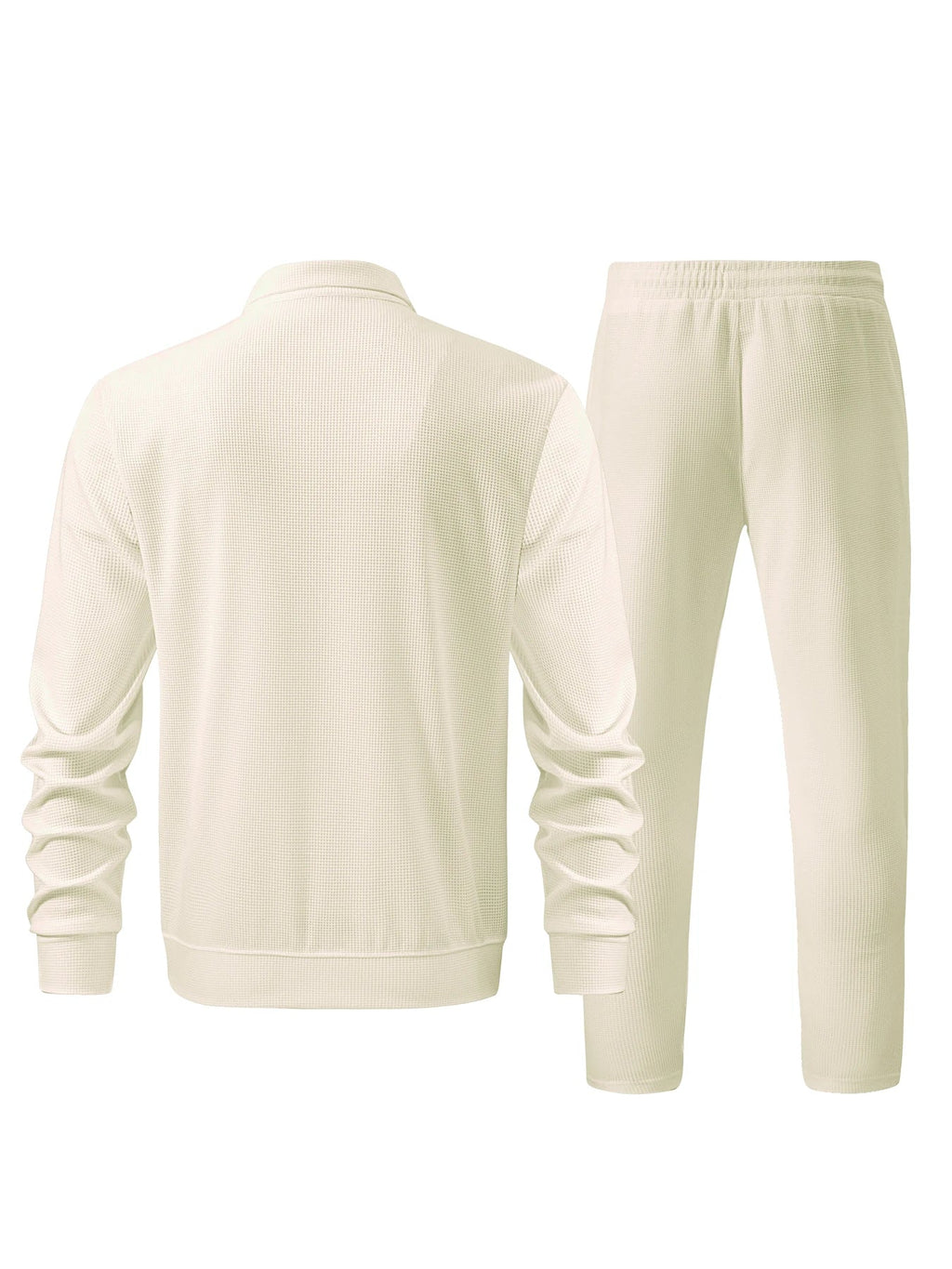Men's Casual Solid Color Zipper Jacket and Pants Suit - Breathable Polyester Fiber for Spring/Autumn