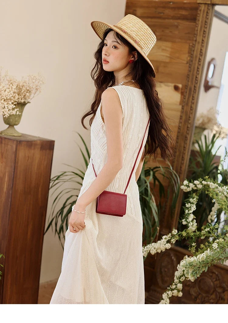 Asymmetric Lace Fishtail Dress 2026 Summer Flower Embroidery Sleeveless Elegant Dress Round Neck Long Dresses MXE35L2301