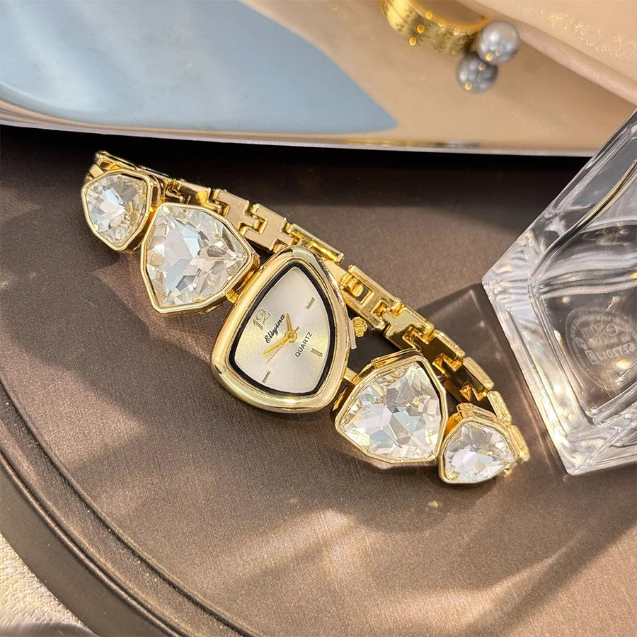 New color scheme irregular design big diamond watch light luxury niche watch color fashion high sense foreign trade wholesale