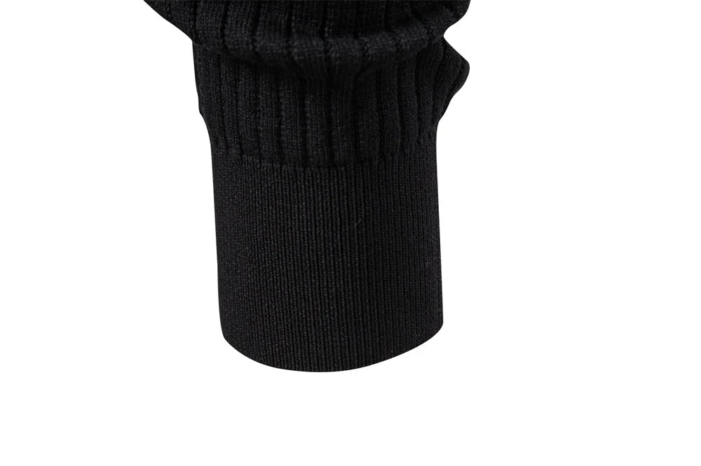 Men's Long Sleeve T-shirt Fall Winter Fashion Knit Slim Fit Polo Sweater Riibed Henry Collar Sweatershirt for Man