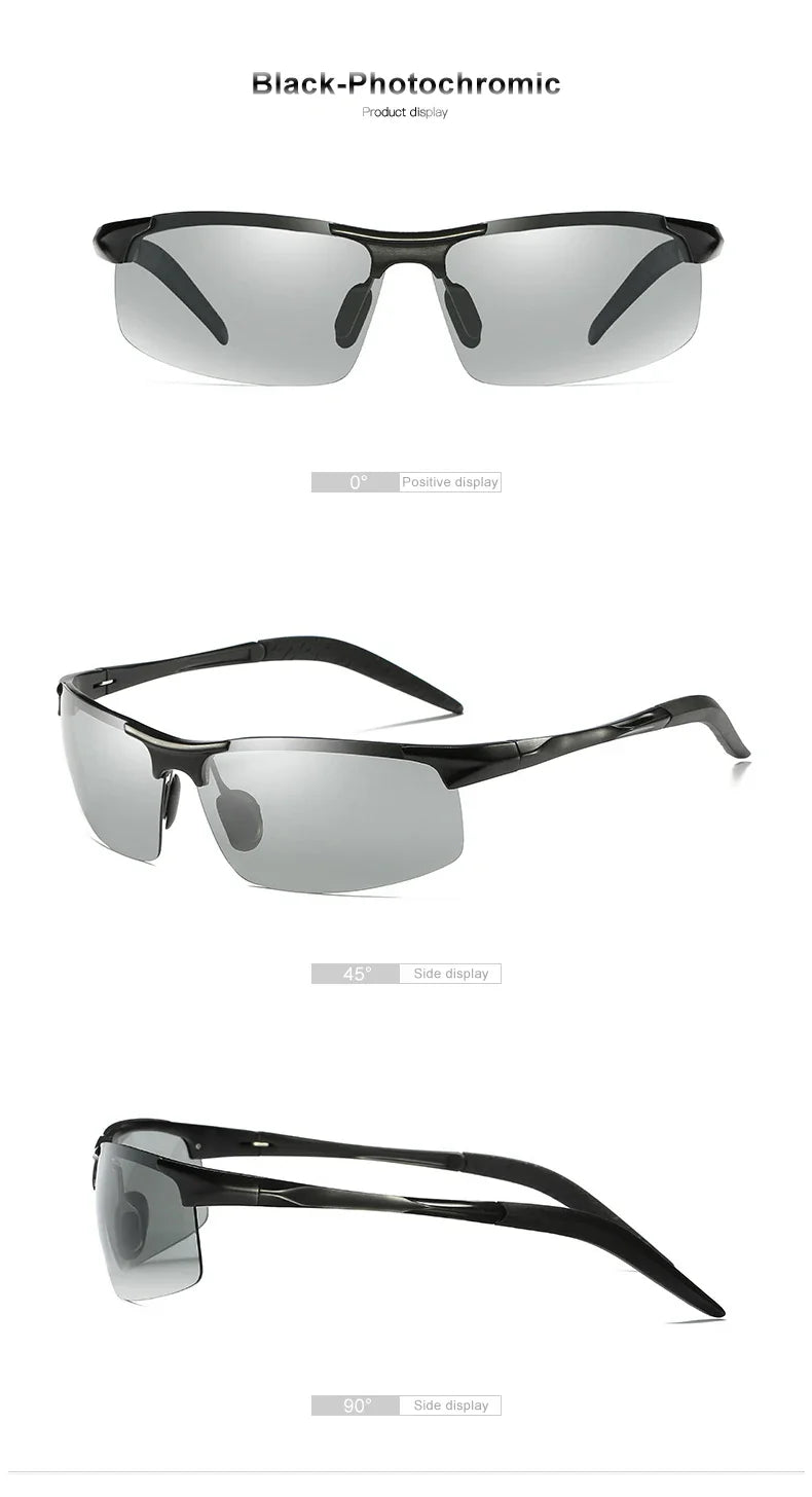 CLLOIO Aluminum Photochromic Sunglasses Men Polarized Day Night Driving Chameleon Glasses Anti-Glare Change Color Sun Glasses UV