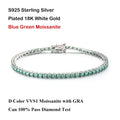 Luxury 3/4/5MM Full Blue Green Moissanite Tennis Bracelet for Men Women S925 Red Pass Diamond Test Bracelets Wholesale Gift