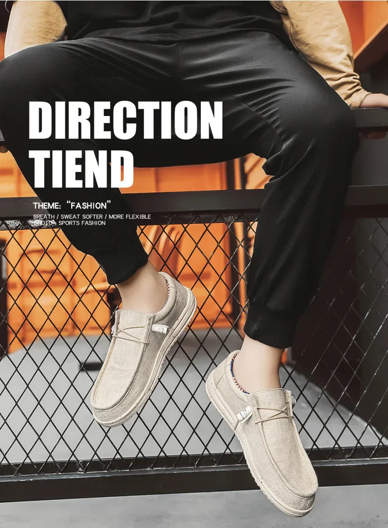 Men Casual Canvas Shoes Mens Loafers Breathable Slip on Flats Male Vulcanized Shoes Driving Shoes Plus Size 47 Walking Sneakers
