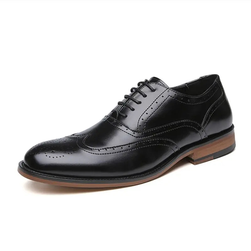 Autumn New Genuine Leather Business Dress Shoes Men Carved Brock Men's Shoes Leather Office Gentleman Oxfords Shoe
