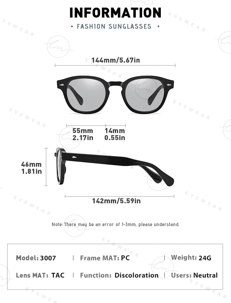 NEW Fashion Photochromic Sunglasses Women Men Polarized Blue Eyewear Drivign Outdoor UV Protection Eyewear gafas de sol mujer