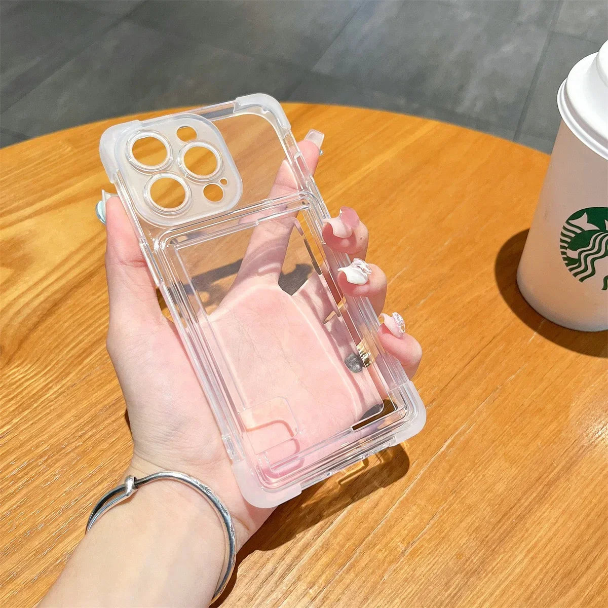 Shockproof Clear Card Slot Soft TPU Phone Bags Case For iPhone 17 16 15 14 Plus 13 12 11 Pro Max Air Silicone Bumper Back Cover
