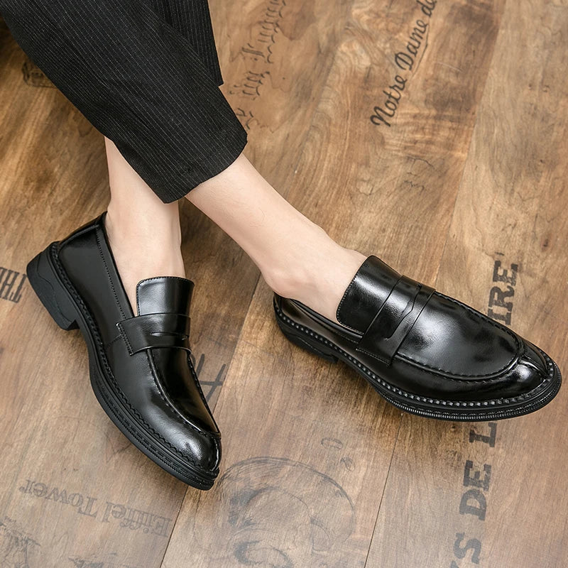 Premium Silver Business Shoes Men's Oxford Shoes Leather Brand Loafers Slip on High Quality Wedding Loafers Soft Sole Dress Shoe