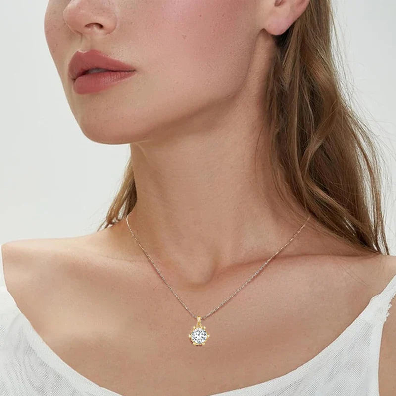 1 Carat Moissanite Pendant Necklace For Women High Quality 925 Sterling Silver Wedding Party Bridal Fine Jewelry 3 Colors