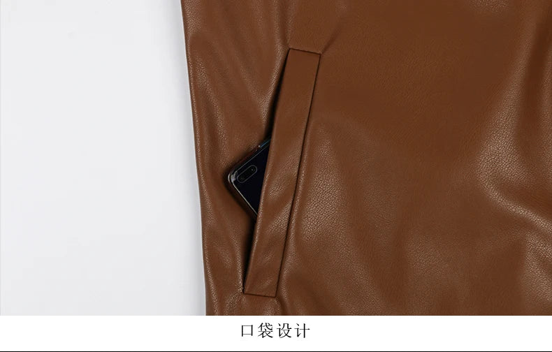 Spring Autumn Cool Luxury Short Black Soft Light Pu Leather Jacket Men Zipper Casual Mens Jackets and Coats Fashion