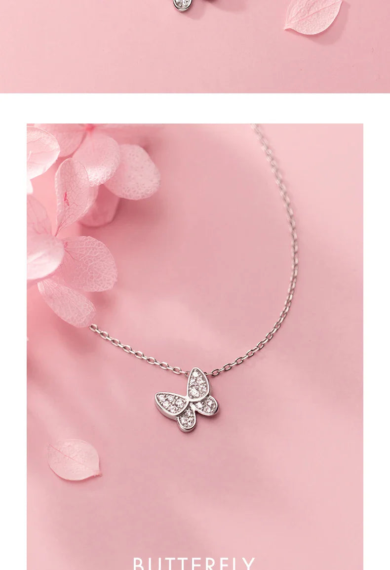 2025 New 925 Sterling Silver Sparkling Zircon Dancing Butterfly Tiny Mini Pendant for Women Fine Jewelry Birthday Gift