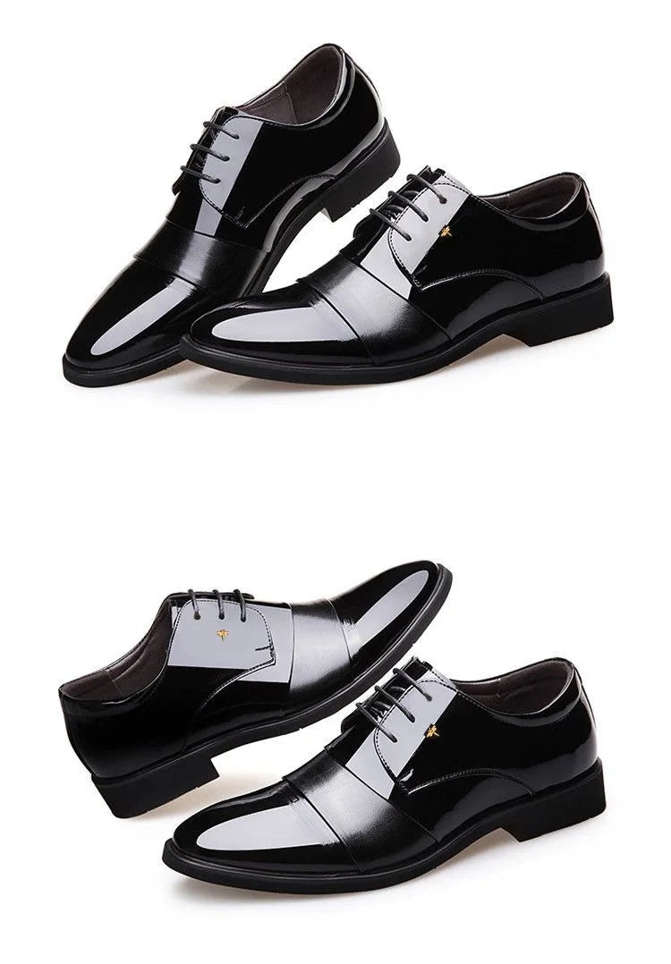 New Men Round Toe Leather Shoes Business Casual Office Summer Flat Big Size Elevator Shoes Wedding Formal Loafers