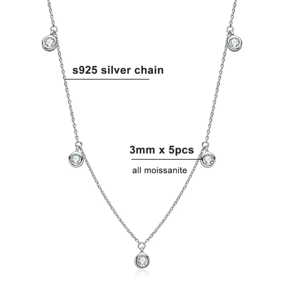 Moissanite Necklaces for Women 0.5ct Round Lab Diamond GRA s925 Sterling Silver 18k Dainty Daily Necklace Jewelry Gift
