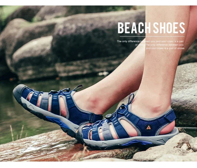 Summer Outdoor Sandals for Men Breathable Hiking Shoes Water Beach Mens Sandals Camping Climbing Aqua Sneaker HT-710445A
