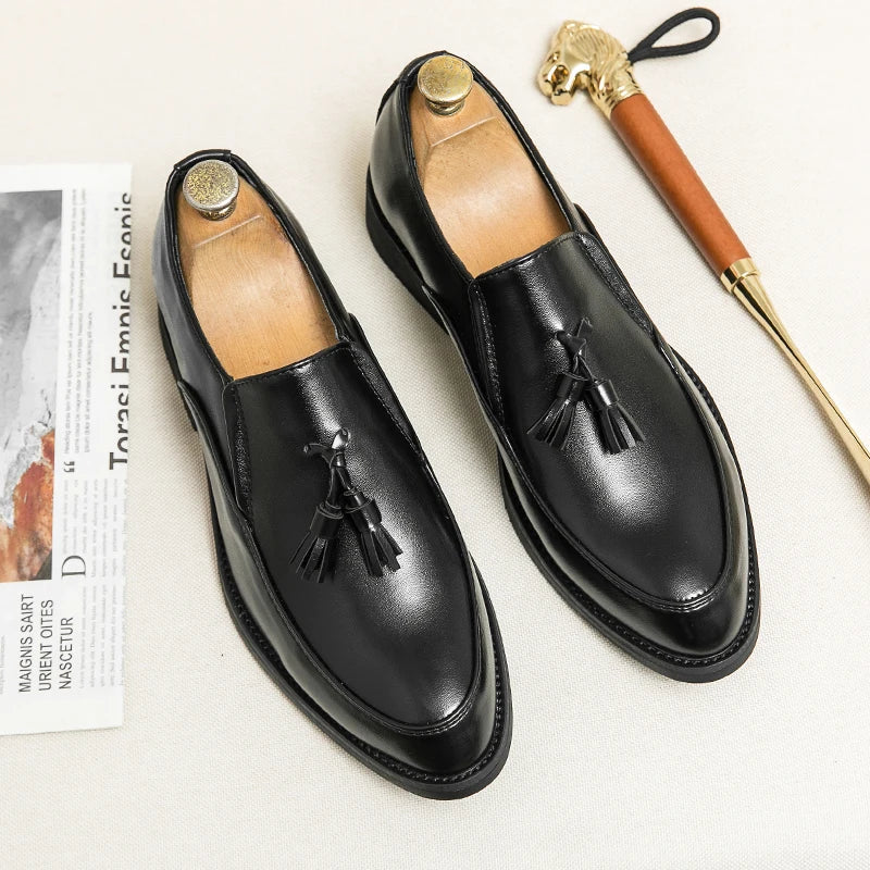 Luxury Designer Mens Business Formal Leather Dress Black Brand Casual Shoes Wedding for Men Office Luxury Flats Footwear Loafers