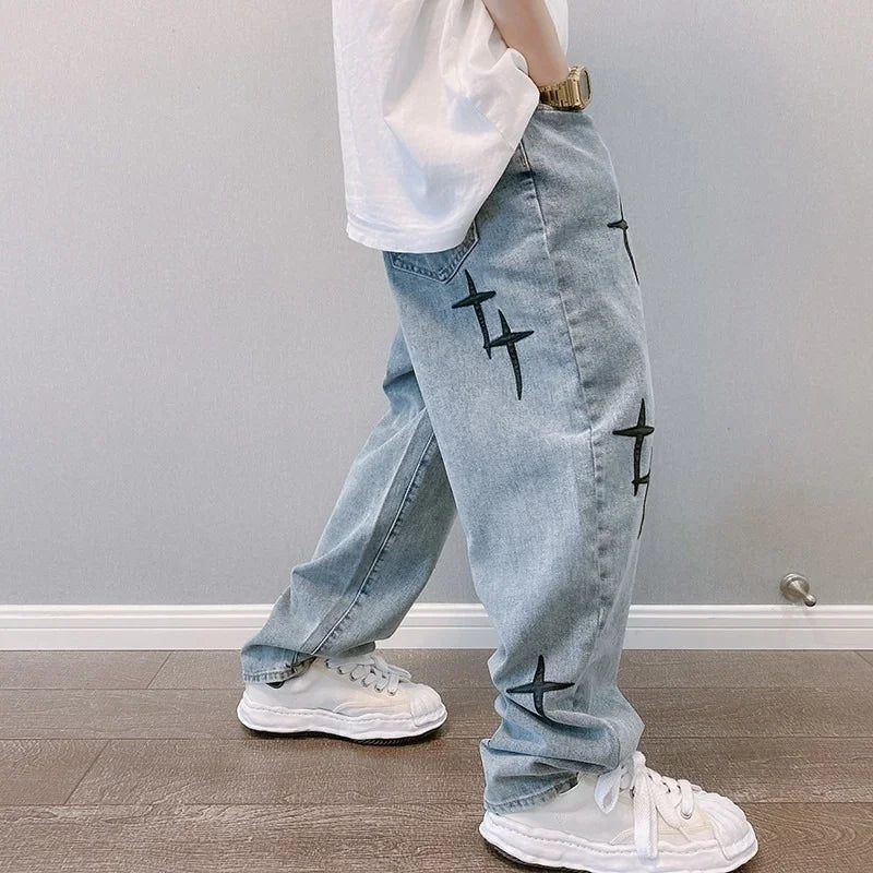 Wide Leg Cargo Pants men Streetwear Baggy mens Jeans