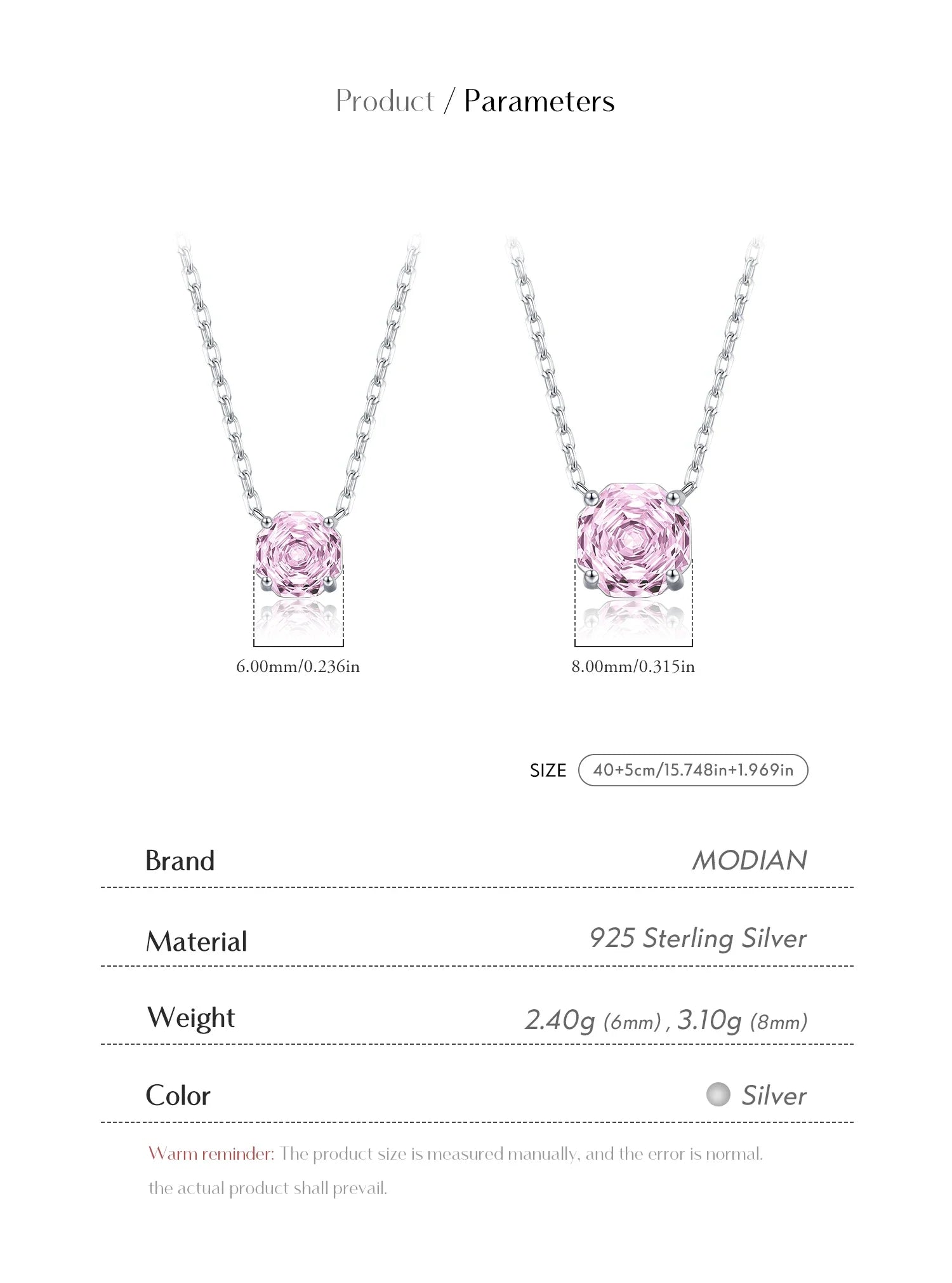 Rose Cut Pink CZ Pendant Necklace 925 Sterling Silver Sweet Delicate Light Pink Necklace For Women Party Fine Jewelry