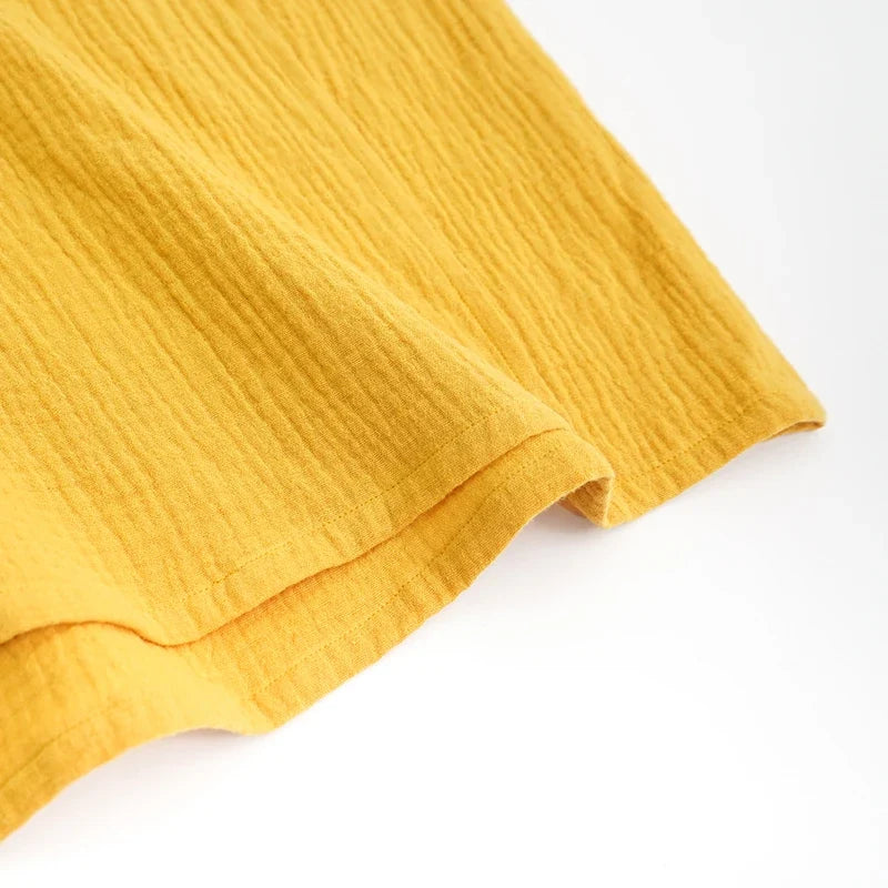 Vintage Women's Dress 100% Cotton Crepe Gauze V-Neck Sleeveless Bandage Long Maxi Elegant Dresses For Women