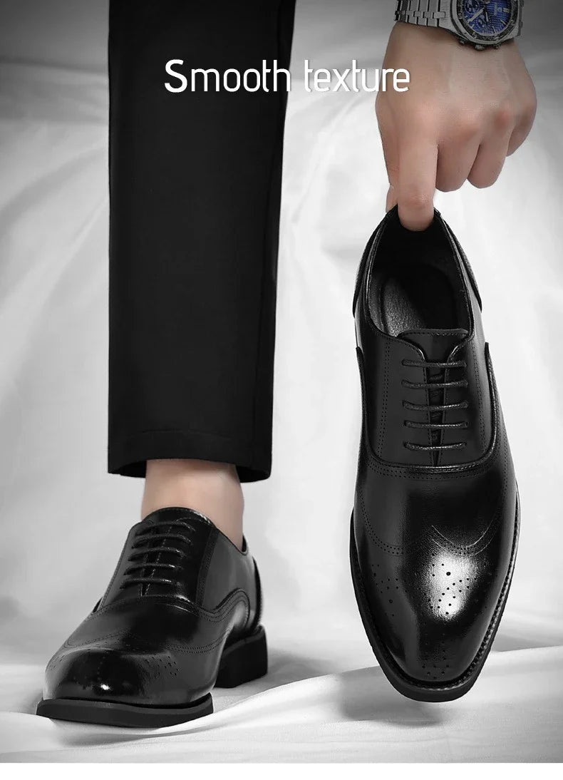 Solid Color New Dress Shoes for Men Lace Designer Fashion Wedding Derby Shoes Male Spring Autumn Business Casual Shoe Man