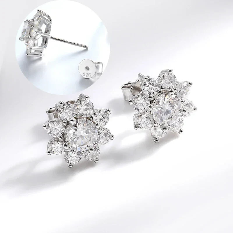 Full Moissanite Jewelry Set 925 Sterling Silver Sunflower Necklace Bracelet Earring Sets For Women Fine Jewelry GRA Tested