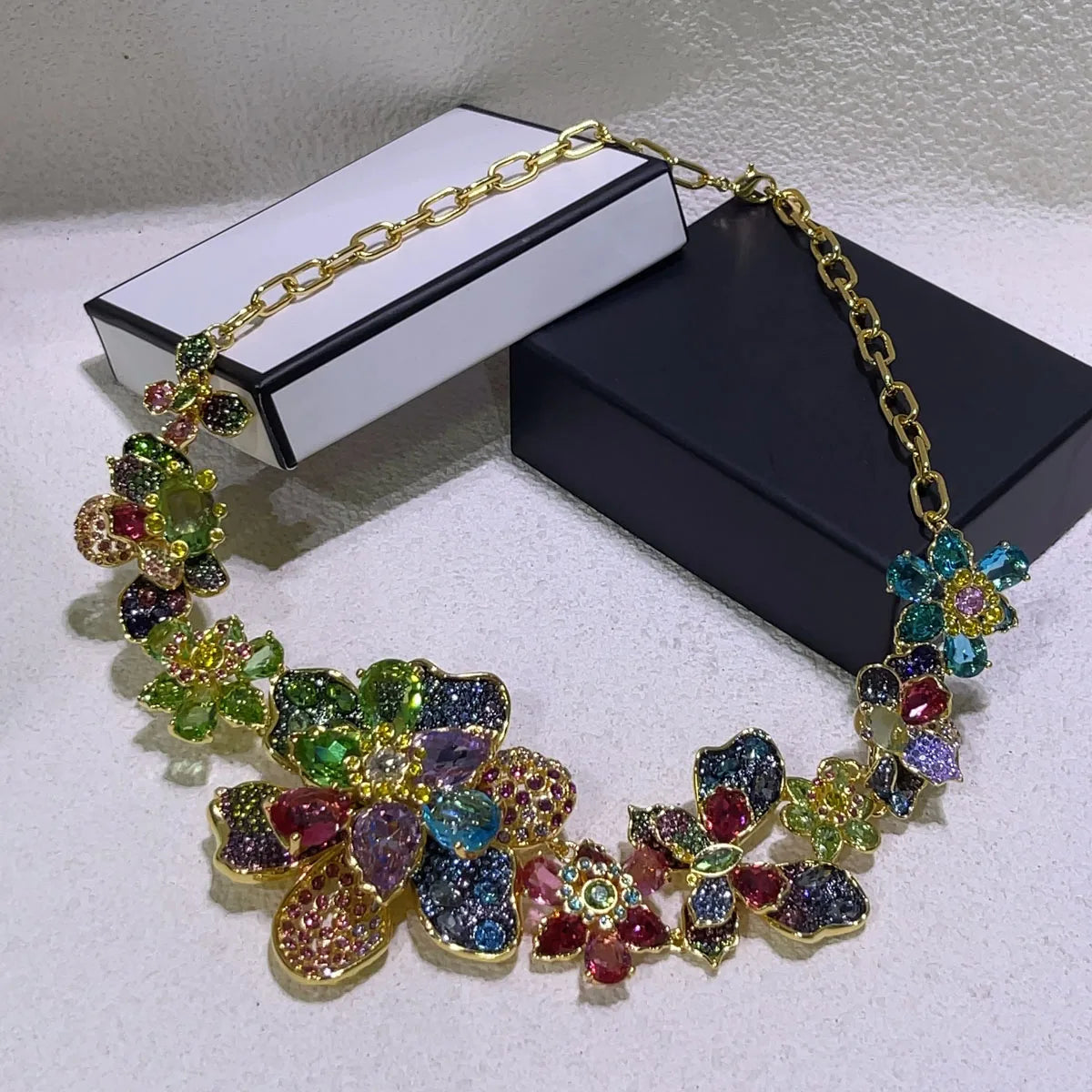 Flower Crystal Boutique Irregular Original Jewelry Set New Color Earring Exquisite Necklace Ring Bracelet Wedding Gift for Women
