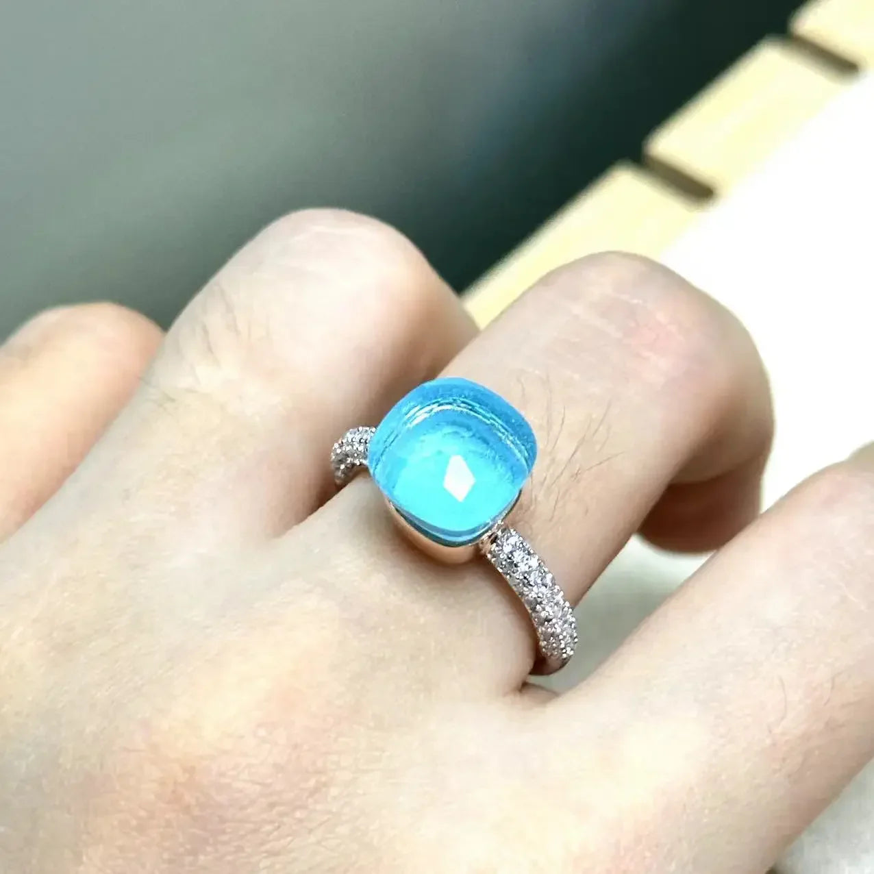 10.6mm S925 Ring Silver Rose Gold Metal 32 Colors Candy Style Zircon Crystal Ring for Women Fine Jewelry Party Gift Trendy Ring