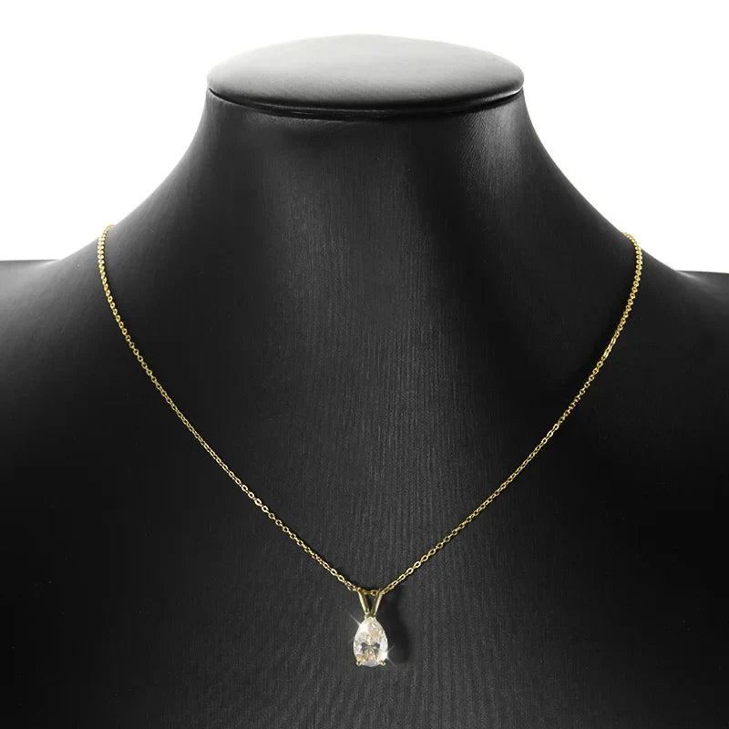 18k Plated Pear Cut 1.5CT Moissanite Diamond Necklace for Women 6*9mm Pendant 100% 925 Sterling Silver Jewelry Wholesale