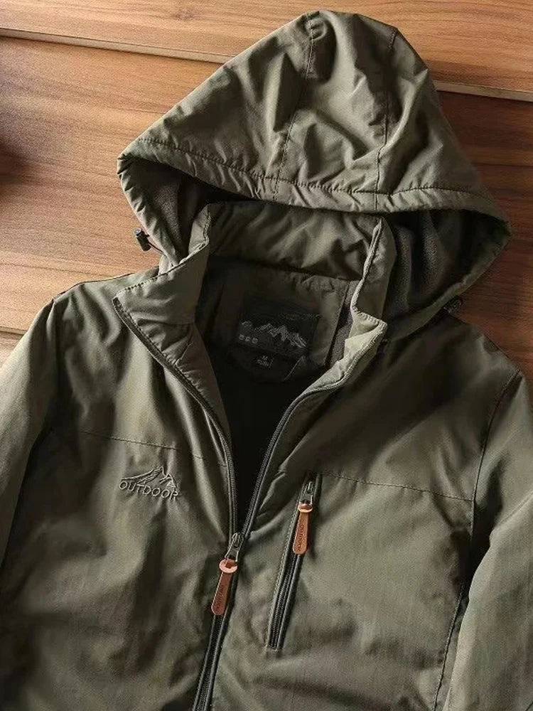 Autumn And Winter Padded And Thickened Outdoor Punching Jacket Casual Warm Tactical Plus Size Jacket Solid Colour Men's Clothing