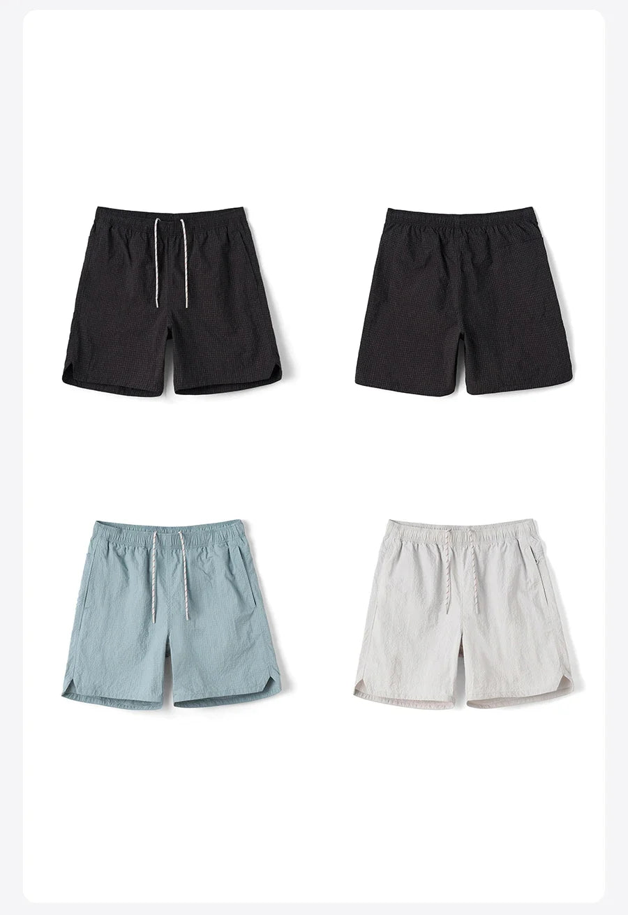 2026 Summer New Lightweight 100gsm Fabric Shorts Men Drawstring Elastic Waist Oversize Casual Outdoor Beach Shorts
