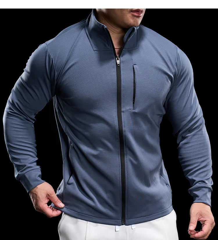 Men Running Jackets Gym Zipper Sport Jacke Jogging Training Quick-drying Fitness Sweatshirt Outdoor Casual Running Sportswear