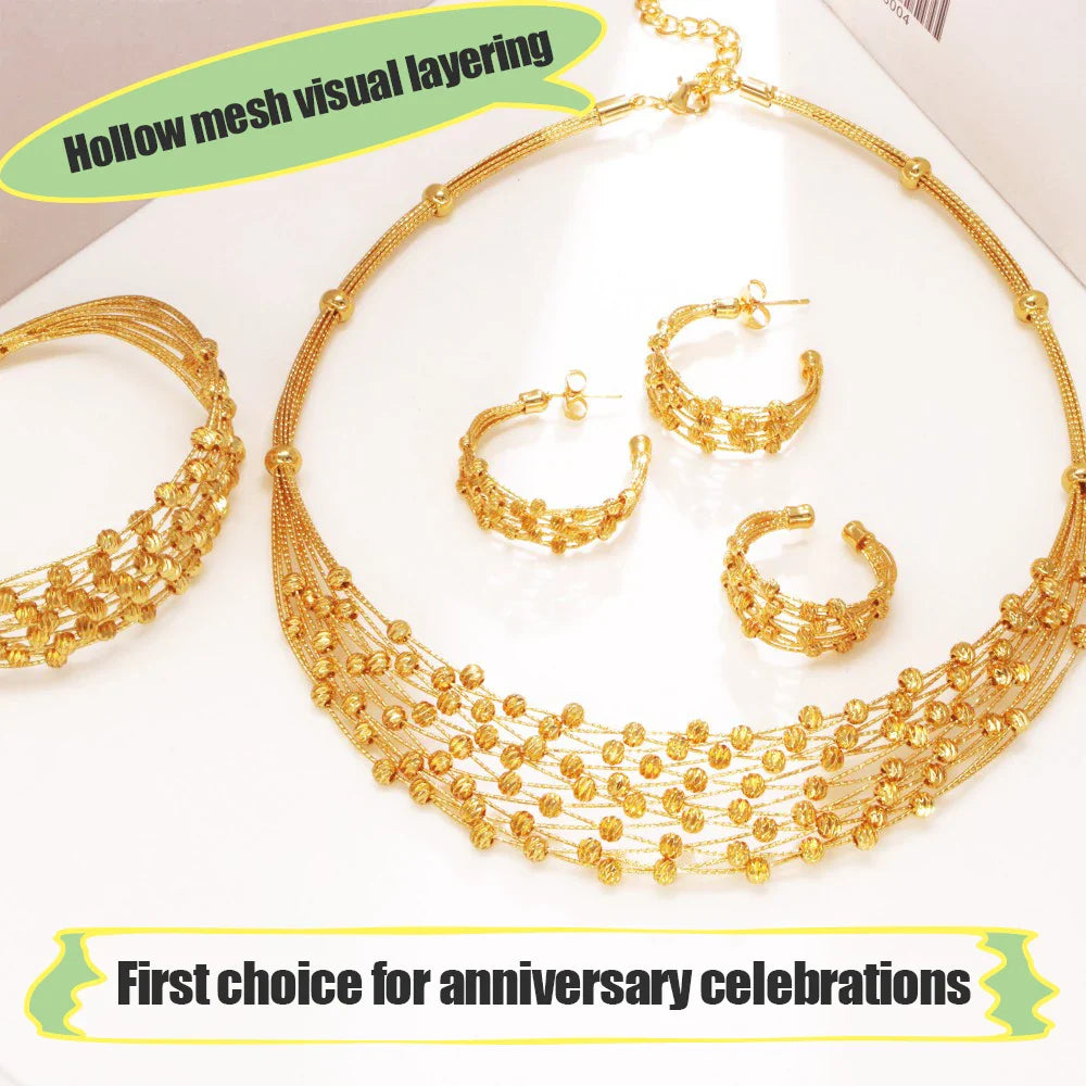 Handmade Women Jewelry Set Multi-layer 18K Gold Plated Beads Set Hight Quality Birthday Wedding Jewellery Accessories