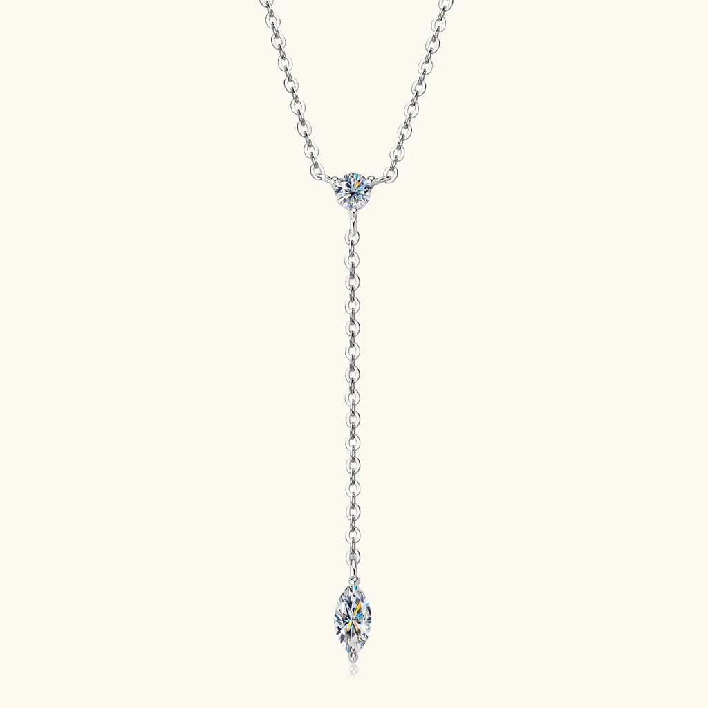 Marquise Cut Moissanite Necklaces Long Tassel Clavicle Chains Necklace for Women 925 Sterling Silver Jewelry Collares