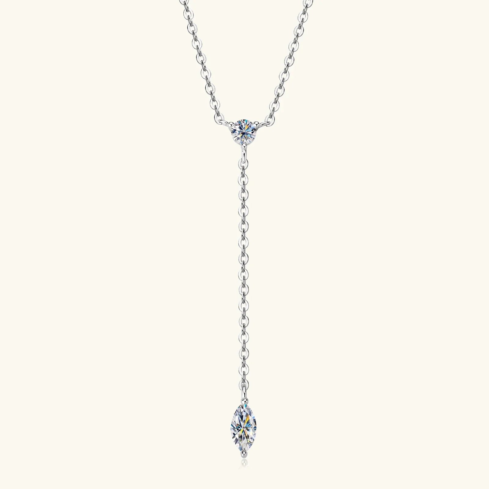 Marquise Cut Moissanite Necklaces Long Tassel Clavicle Chains Necklace for Women 925 Sterling Silver Jewelry Collares