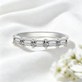2*4mm Emerald Cut Moissanite Rings 5 Gems Female Wedding Bands for Women Match Diamond Real S925 Sterling Silver Jewelry