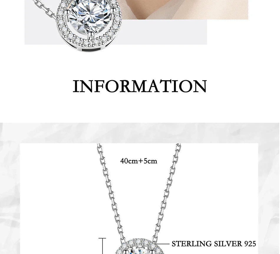 0.5/1/2CT Moissanite Necklace for Women S925 Pure Silver Round Laboratory Diamond Pendant Fashionable Wedding Jewelry
