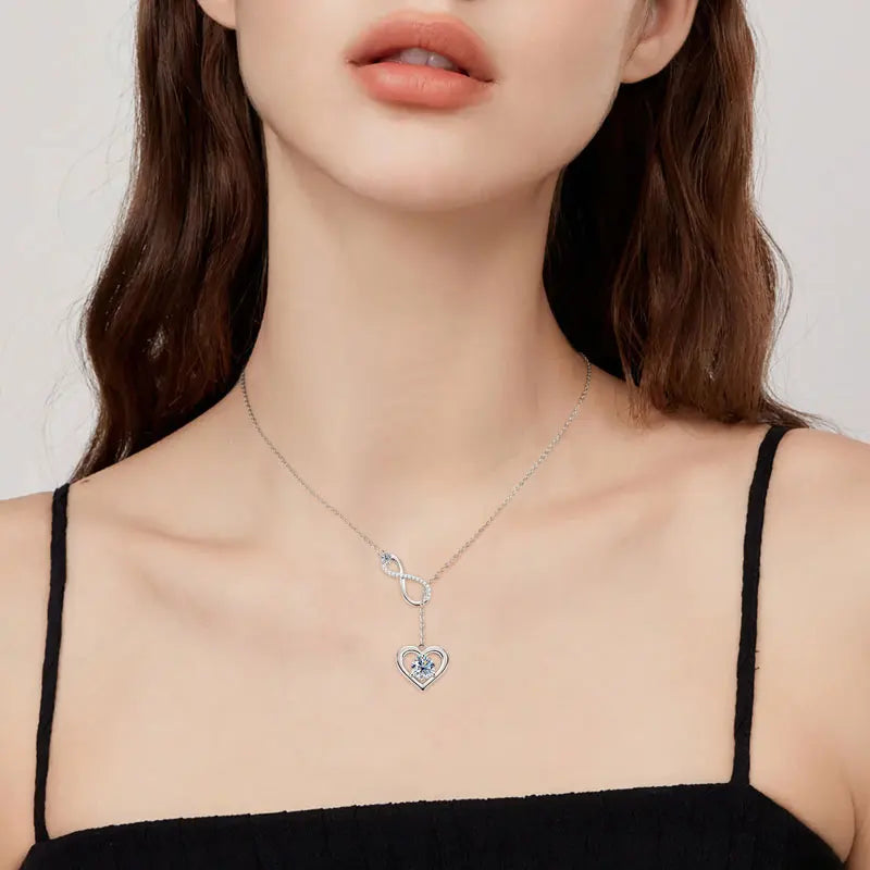 Round Moissanite Y-shape Lariat Cross Heart Infinite Pendant Necklace Chain for Women 925 Sterling Silver Jewelry Gifts
