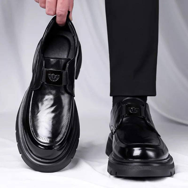 Spring Autumn New Increase Leather Shoes for Men Black Business Casual Platform Shoes Male Fashion High Quality Dress Shoe Man