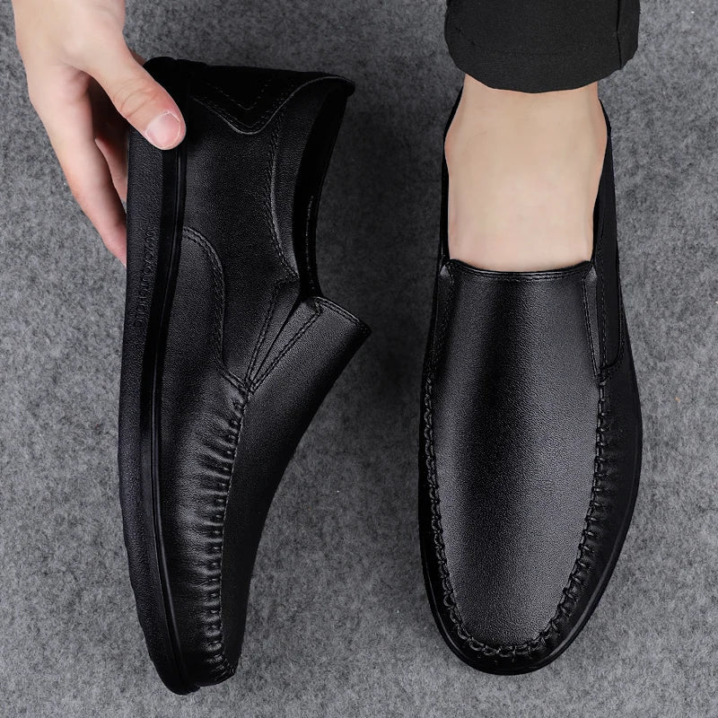 Genuine Leather Men's Loafers Soft Cowhide Men Casual Shoes Luxury Brand Male Driving Footwear Slip-on Flats Handmade Moccasins