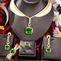 Famous Brand 4PCS Green CZ Luxury African Jewelry Set For Women Wedding Party Zircon Crystal Dubai Bridal Jewelry Set Gift