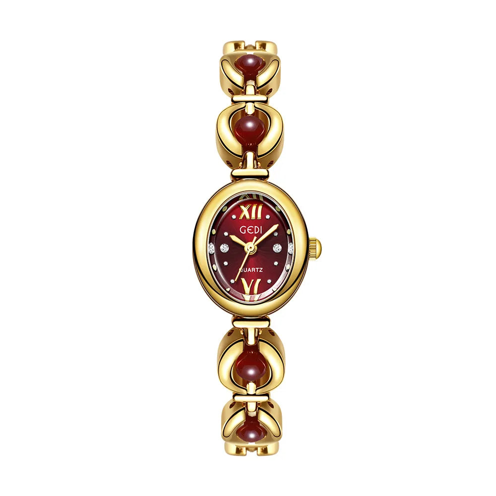 Ladies Watch Light Luxury Brand National Style Zulu Green Bracelet Advanced Bead Waterproof Women Fashion Quartz Wristwatches