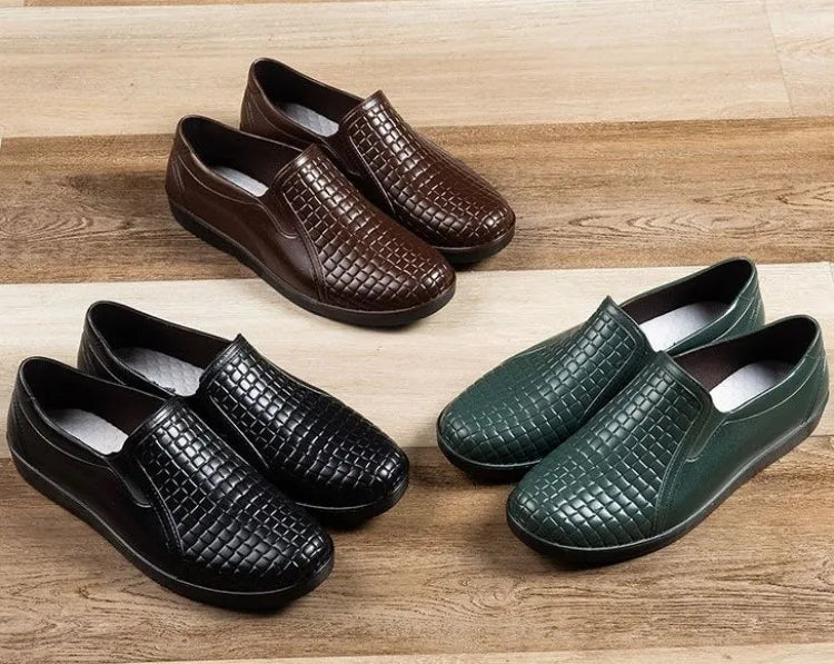 Men's Waterproof Non Slip Rain Shoes Low Cut Kitchen Work Shoes Soft Sole Outdoor Fishing Durable Rubber Shallow Water Shoes