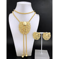 18K Gold Plated Necklace And Earrings For Women Set 85cm Long Chain Dubai Gold Color Silver Color Jewelry Adjustable Length 3pcs