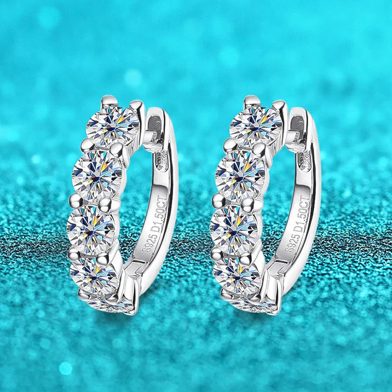 18k 3cttw Moissanite Hoop Earring for Women 4mm Stones D Color Sparkling Created Diamond Earring 100% 925 Sterling Silver