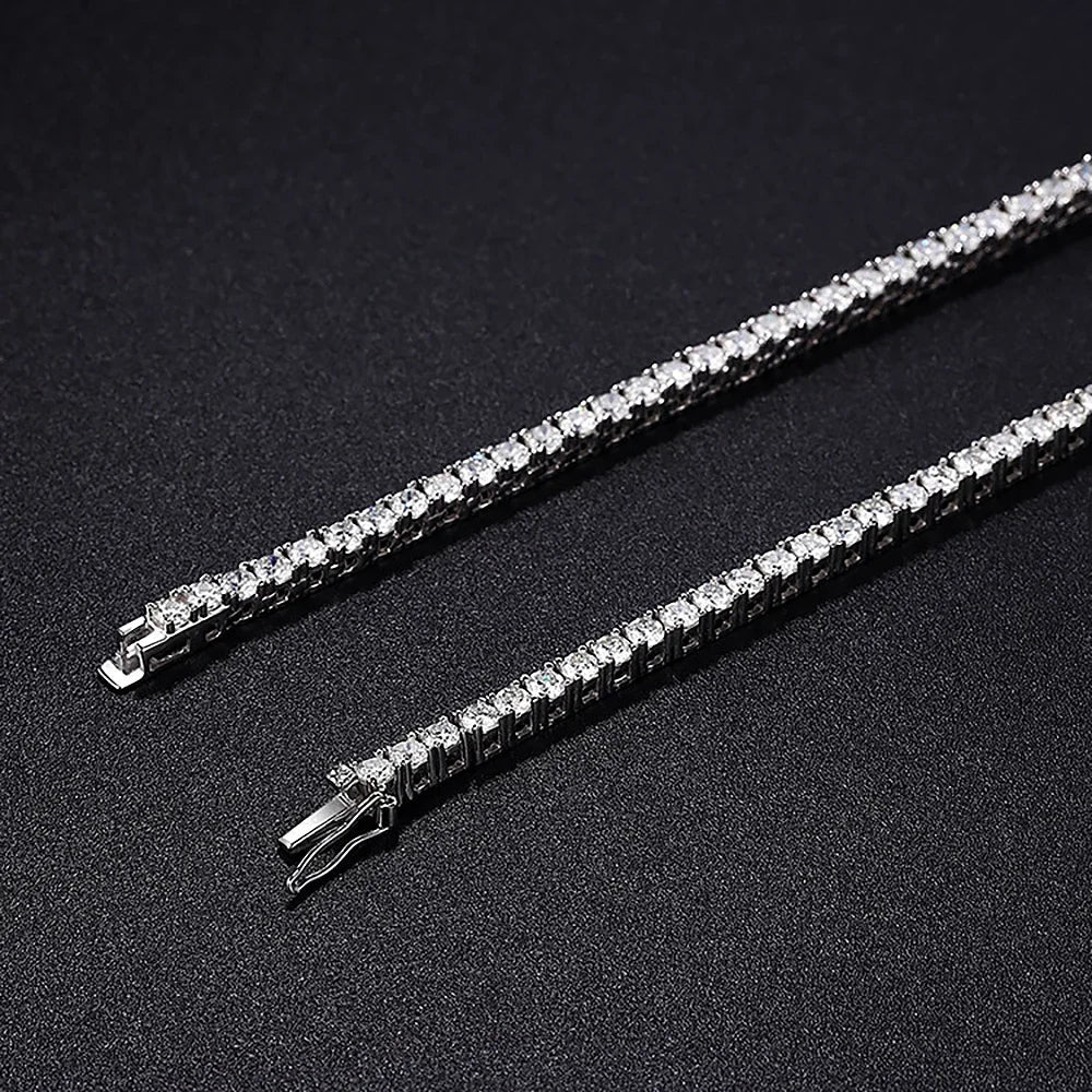 Long Tassel Full Moissanite Diamond Necklace With  Certificate S925 Sterling Silver Plated 18k Gold Tennis Necklace For Women