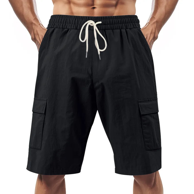 Casual Shorts Men Pants Men Sweatpants Joggers Fitness Clothing Multi-Pocket Work Shorts Relaxed-Fit Linen Pantaloncini Uomo