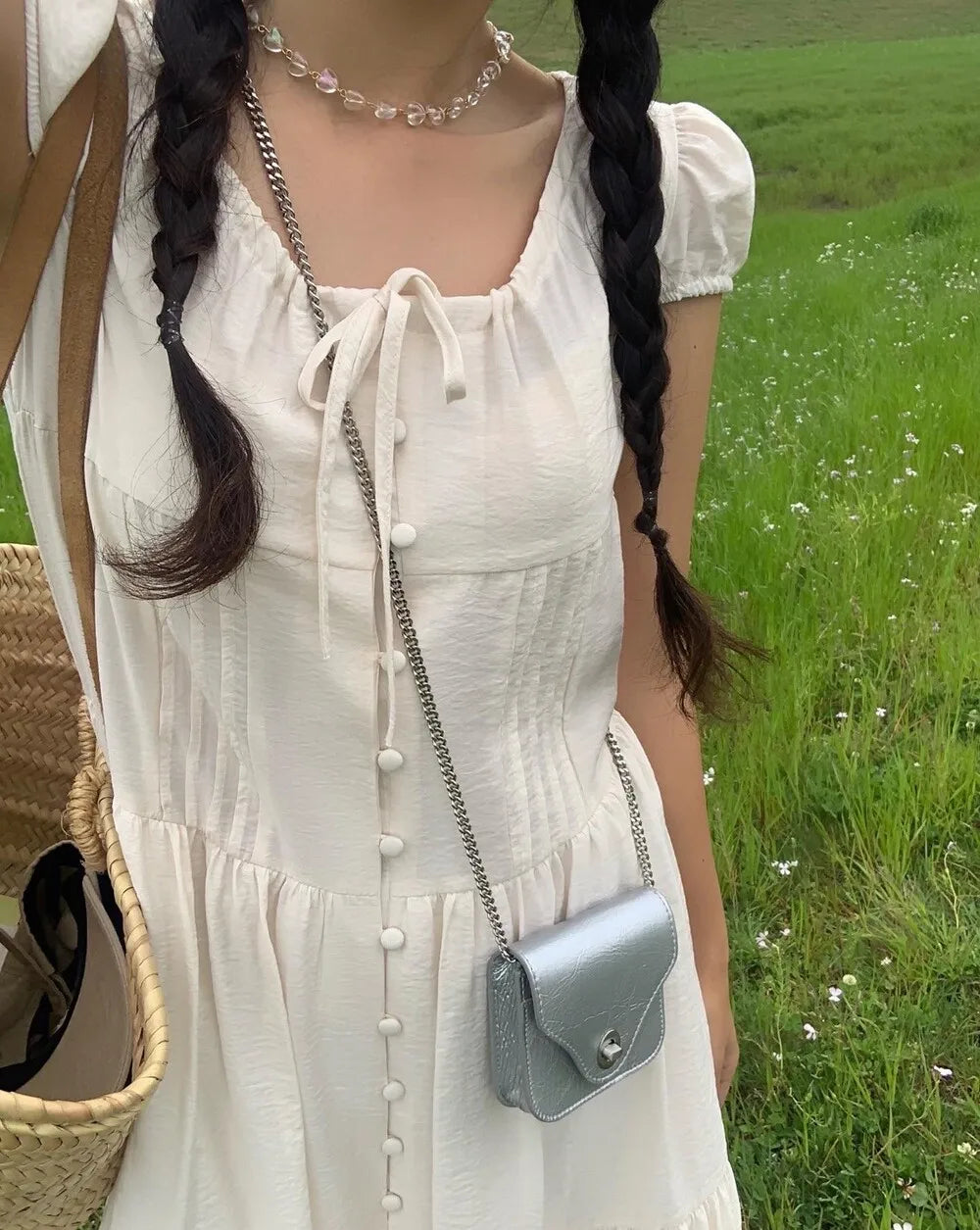 Spring 2025 Chic A-Line Dr Korean Sle Long Svel Women's Faionable Gown Ele Personali Commute Suitable Dr