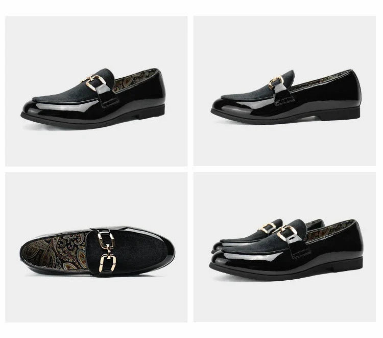 Fashion Man's Leather Shoes Party Wedding Loafers Metal Button Moccasins Men Slip-on Comfortable Driving Popular Club Flats