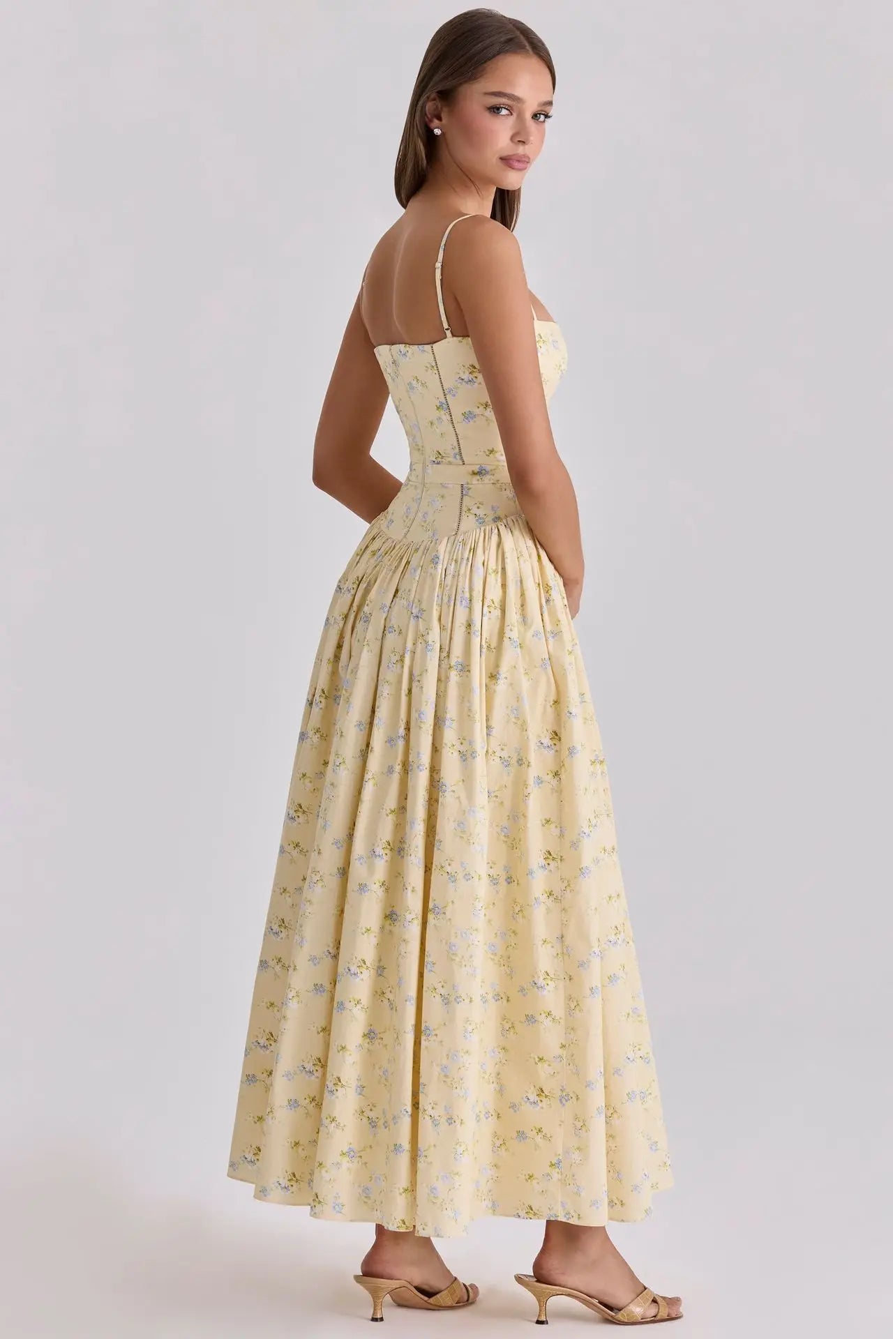 Suninbox Summer Floral Print Spaghetti Strap Maxi Dress Women Elegant Vintage Holiday Party Beach Wear Dress